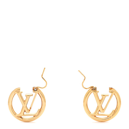 Louis Vuitton Metal Small Louise Hoop Earrings Gold 3 of 5