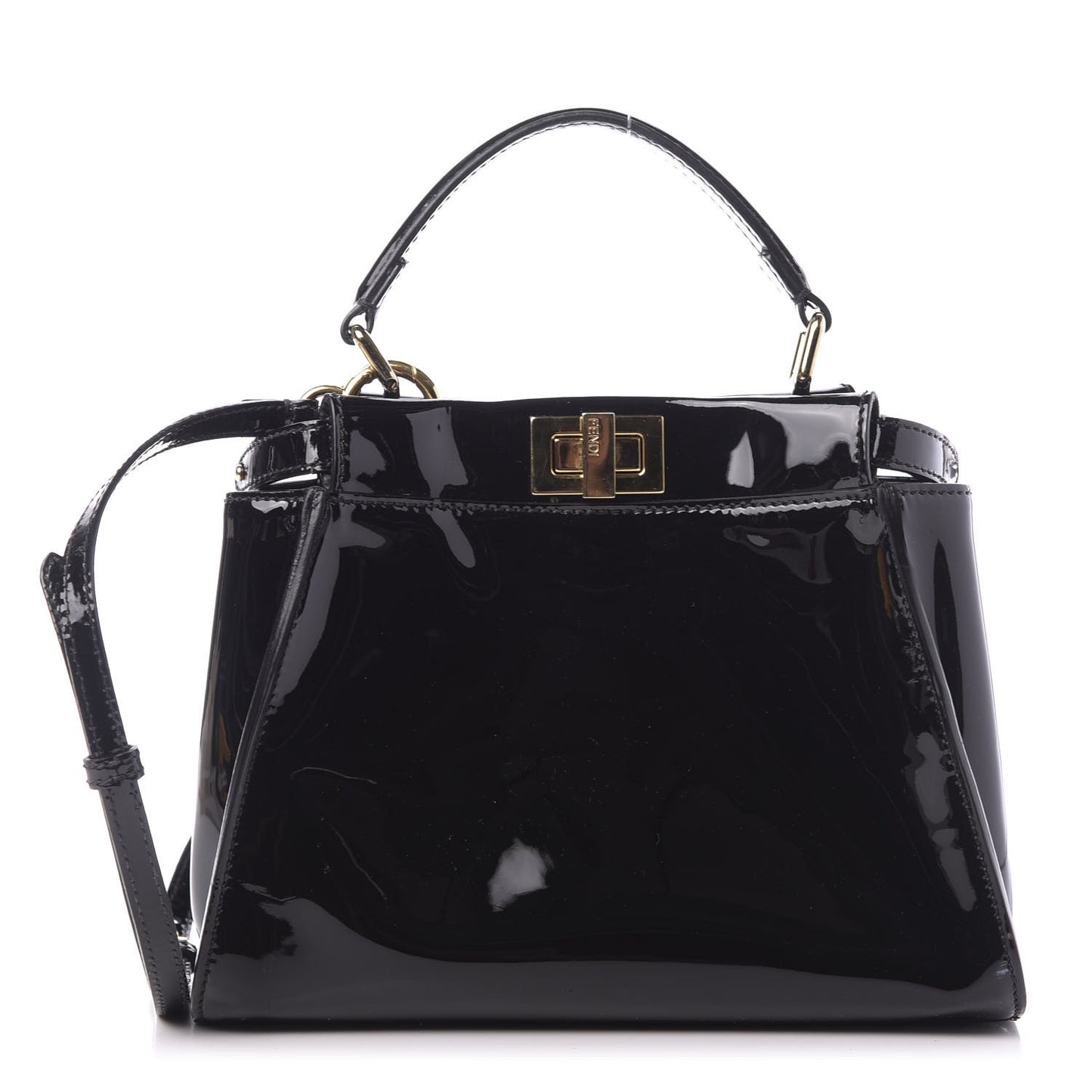 Vitello Vernice Mou Mini Peekaboo Iconic Satchel Black