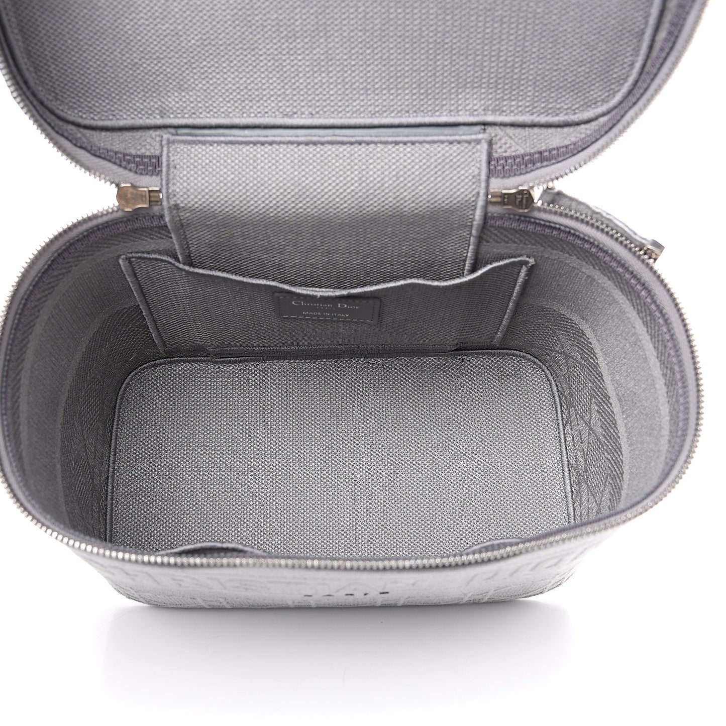 Canvas Embroidered Cannage Diortravel Vanity Case Grey