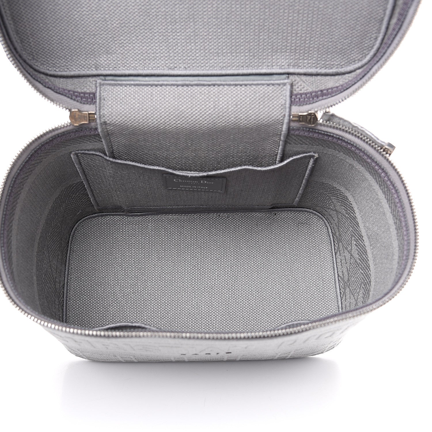 Christian Dior Canvas Embroidered Cannage Diortravel Vanity Case Grey 4 of 9