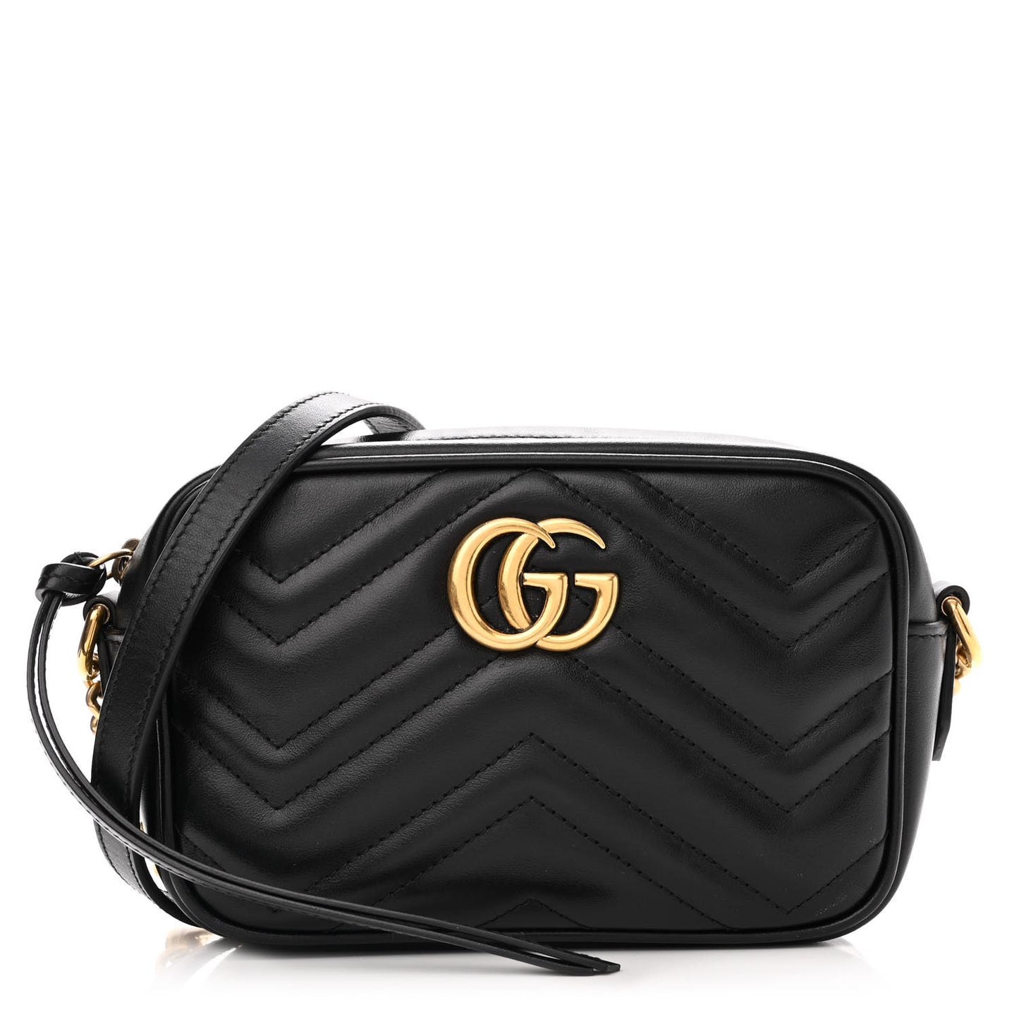 Calfskin Matelasse Mini GG Marmont Chain Shoulder Bag Black