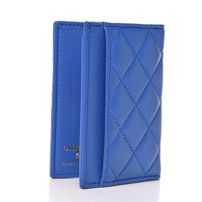 Chanel Lambskin Quilted Card Holder Wallet Blue 3 of 9