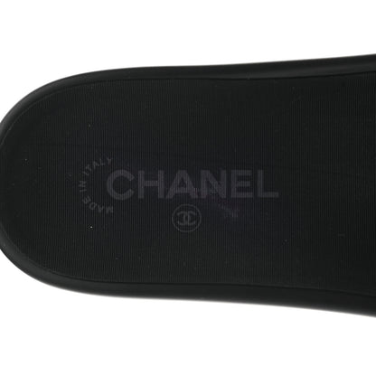 Chanel Tweed Grosgrain Camellia CC Flat Mules 40 Black Pink 8 of 11