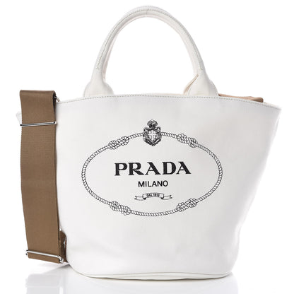 Prada Canapa Small Shopping Tote White 3 of 10