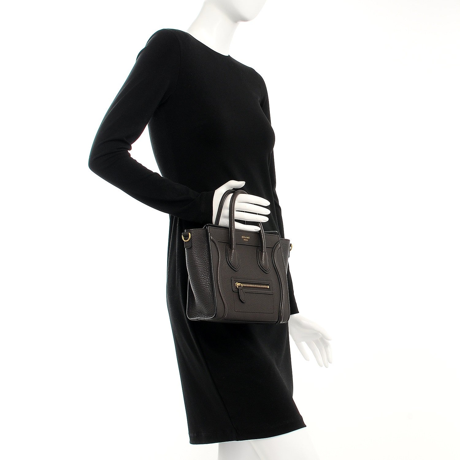Celine Goatskin Nano Luggage Dark Taupe 3 of 10