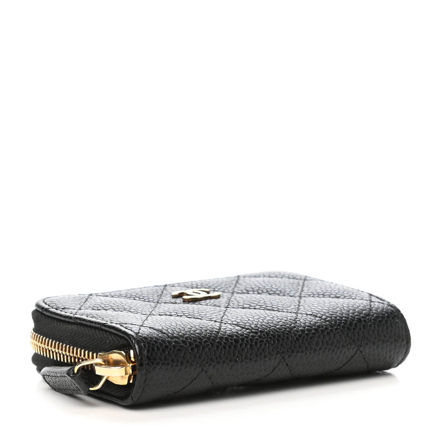 Caviar Quilted Zip Coin Purse Black