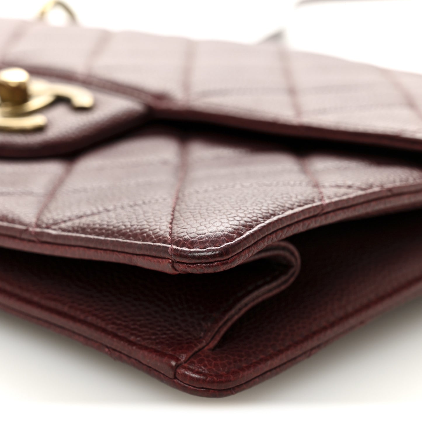 Caviar Quilted Large Retro Class Flap Burgundy