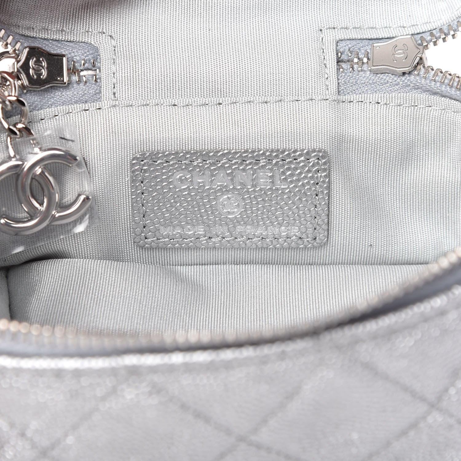 Chanel Metallic Caviar Quilted Mini Top Handle Vanity With Chain Silver 8 of 10