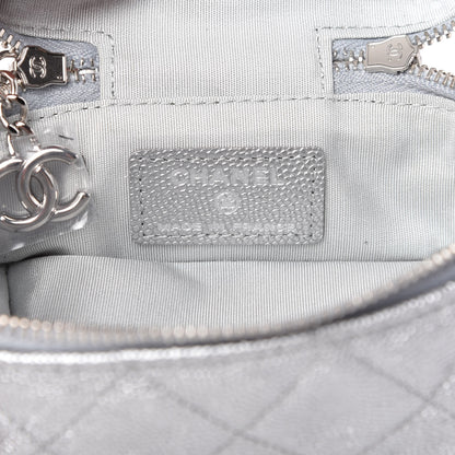Chanel Metallic Caviar Quilted Mini Top Handle Vanity With Chain Silver 8 of 10