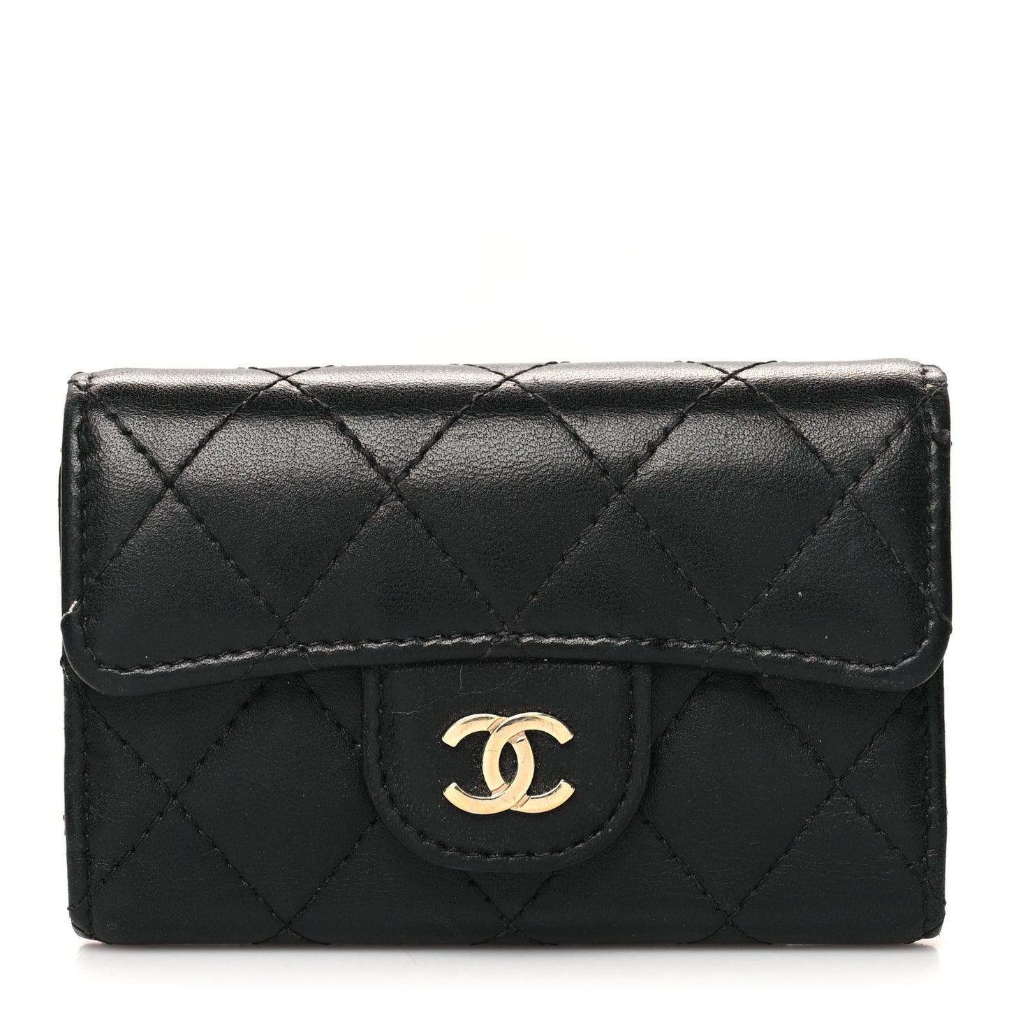 Lambskin Quilted 4 Key Holder Black