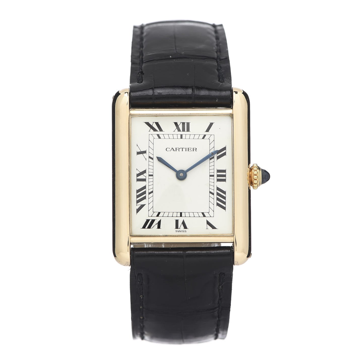 18K Yellow Gold Alligator 24mm Tank Solo Manual Winding Watch