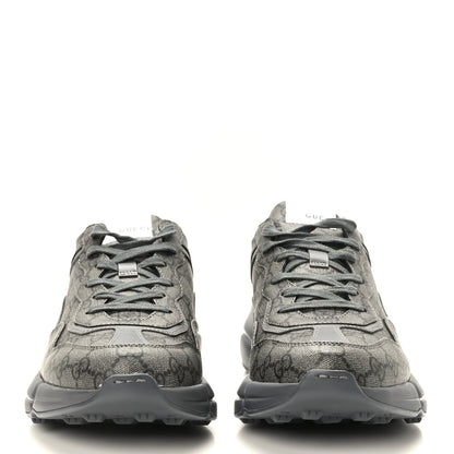 Gucci GG Supreme Monogram Apollo Calfskin Mens Rhyton Sneakers 8 Grey Black Graphite Grey 2 of 10
