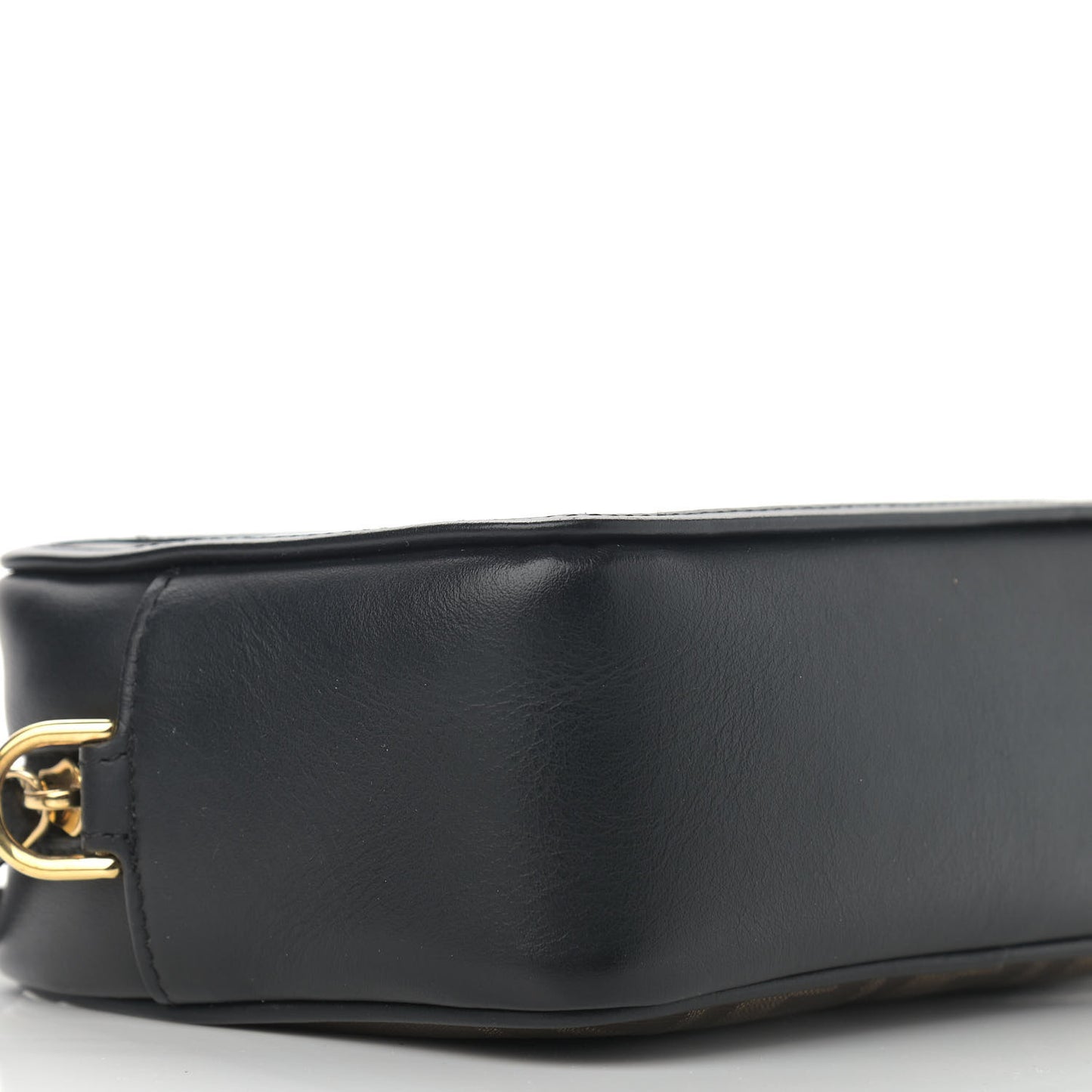 Glazed Fabric Vitello Century FF 1974 Stamp Patch Mini Camera Case Mogano Panna Black
