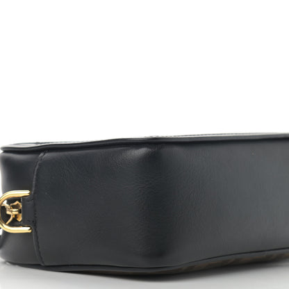 Fendi Glazed Fabric Vitello Century FF 1974 Stamp Patch Mini Camera Case Mogano Panna Black 9 of 12