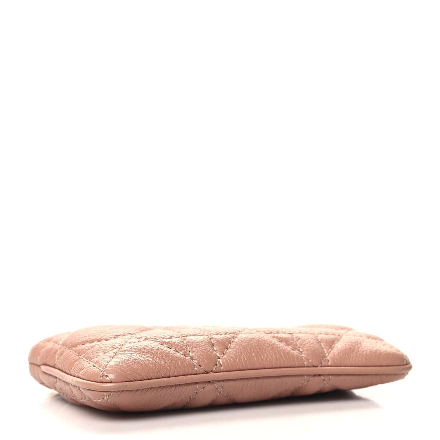 Supple Calfskin Cannage Caro Zipped Key Case Rose Des Vents