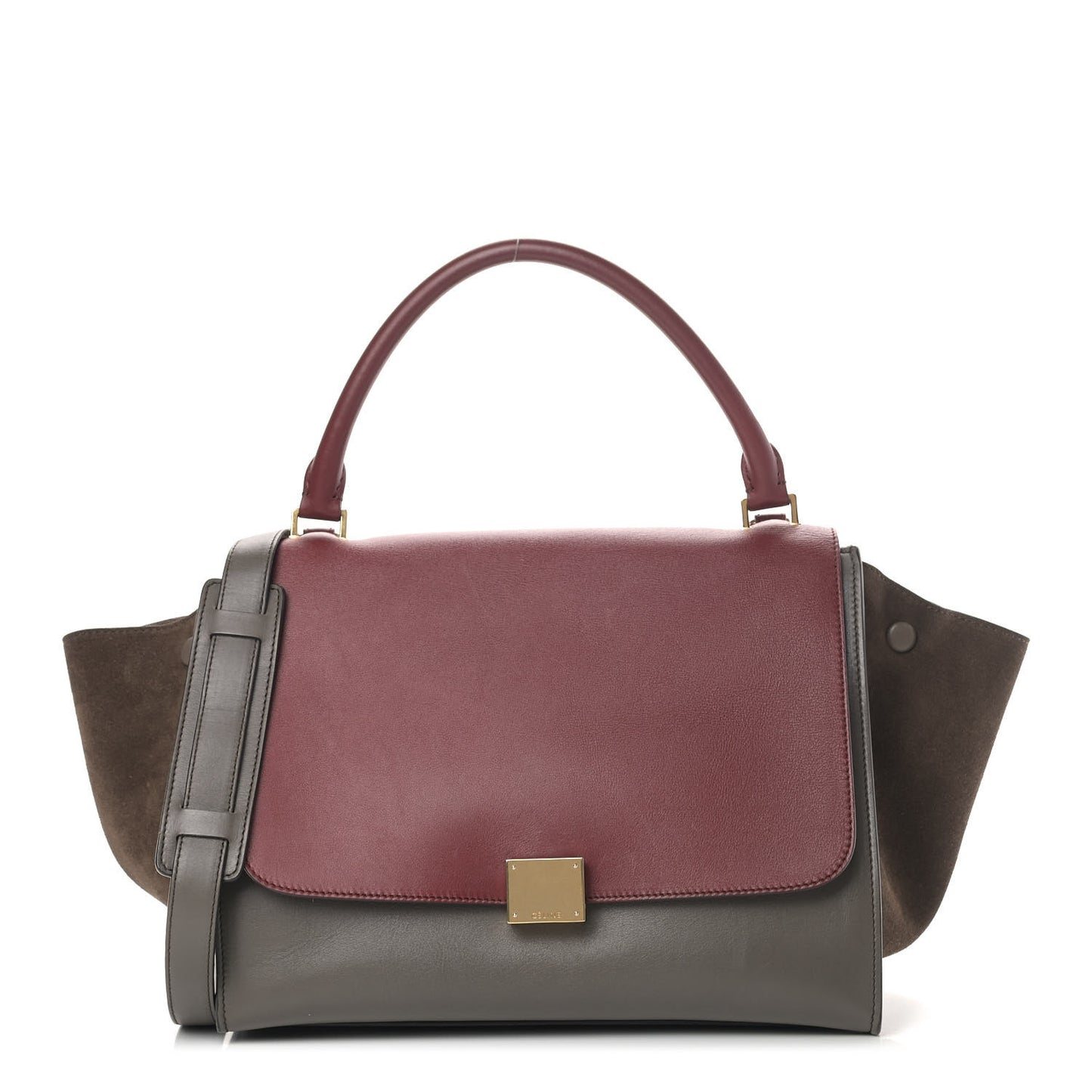 Calfskin Suede Medium Tri-Color Trapeze Taupe