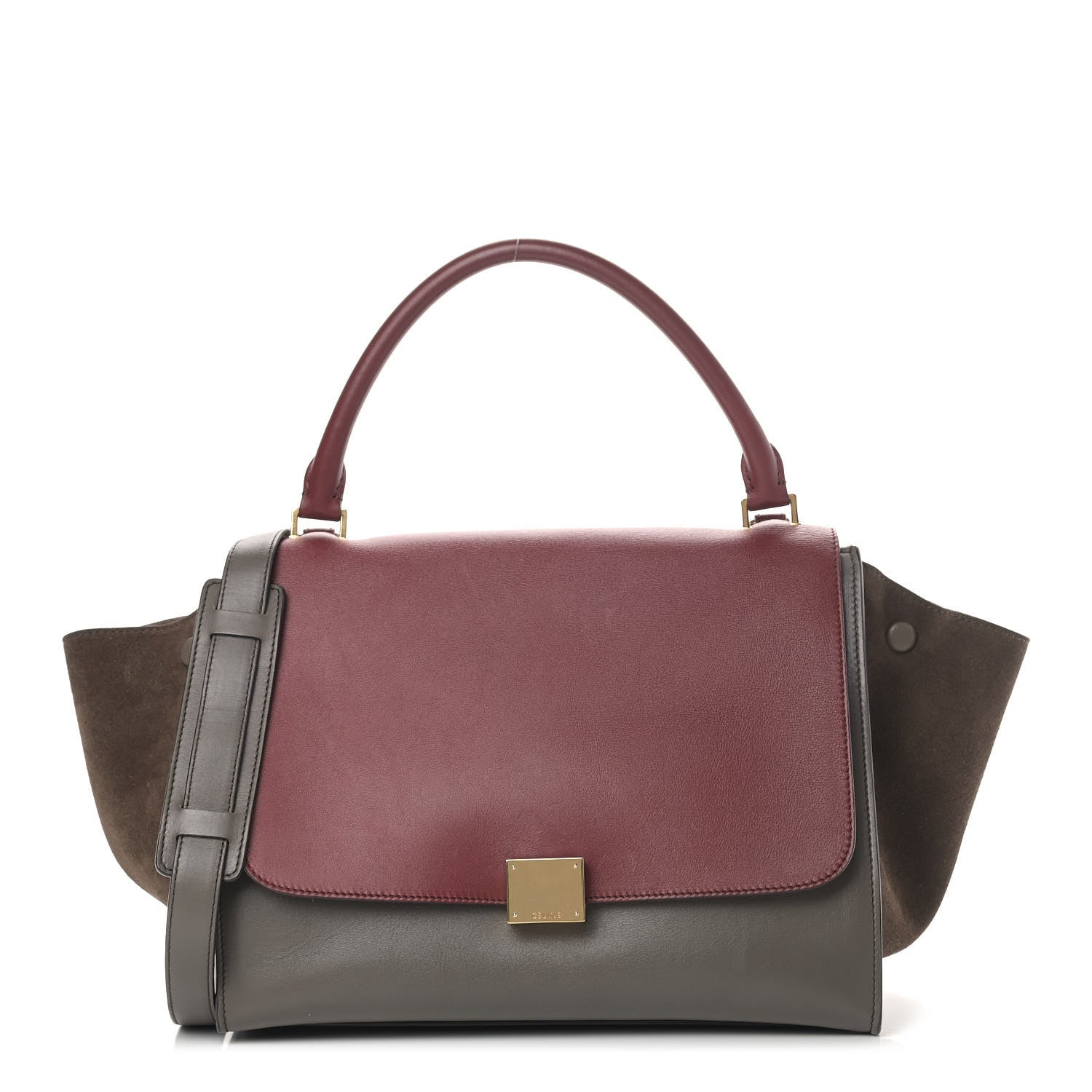 Celine Calfskin Suede Medium Tri-Color Trapeze Taupe 1 of 11