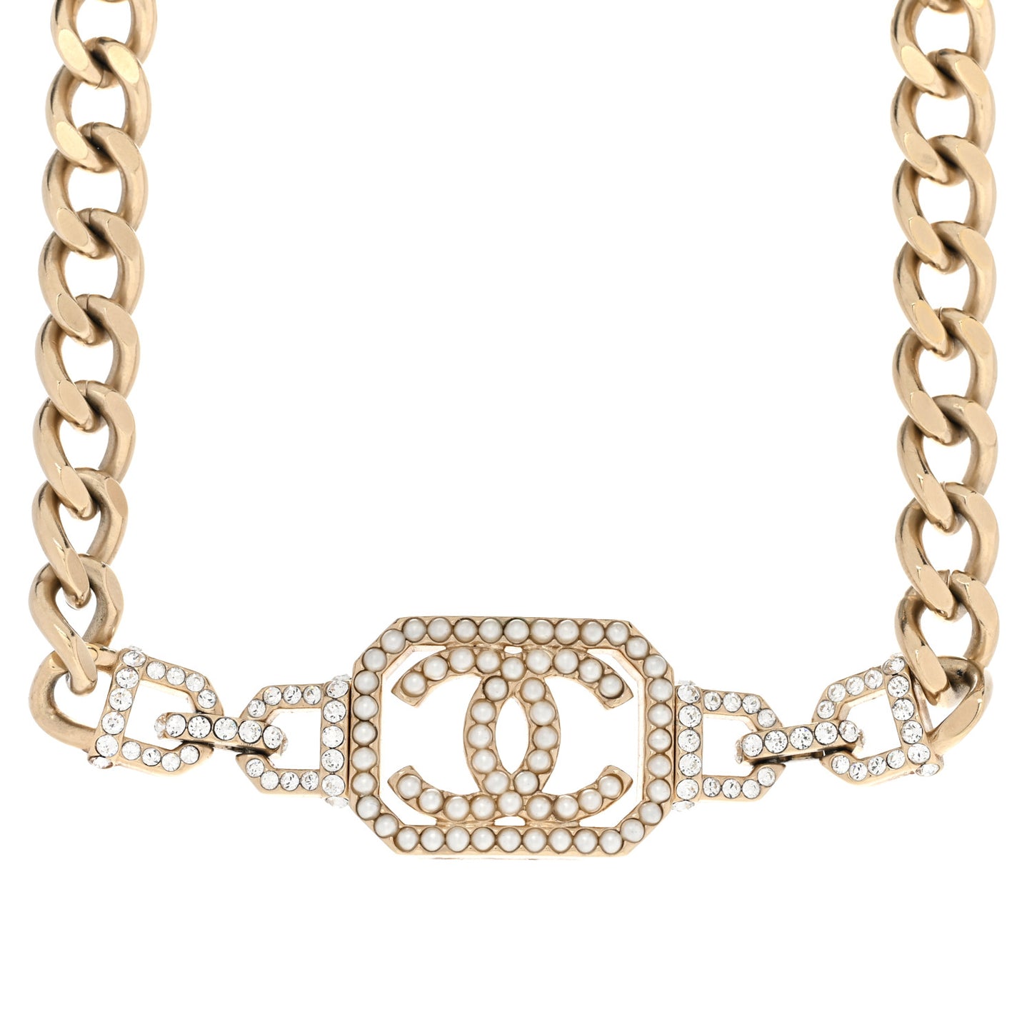 Crystal Pearl CC Vendome Choker Light Gold