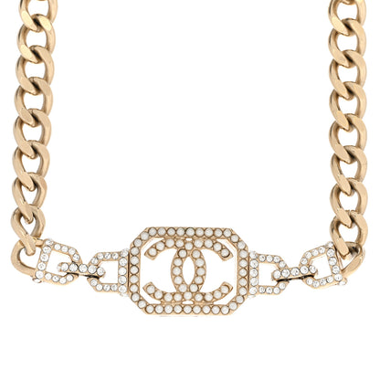 Chanel Crystal Pearl CC Vendome Choker Light Gold 1 of 7