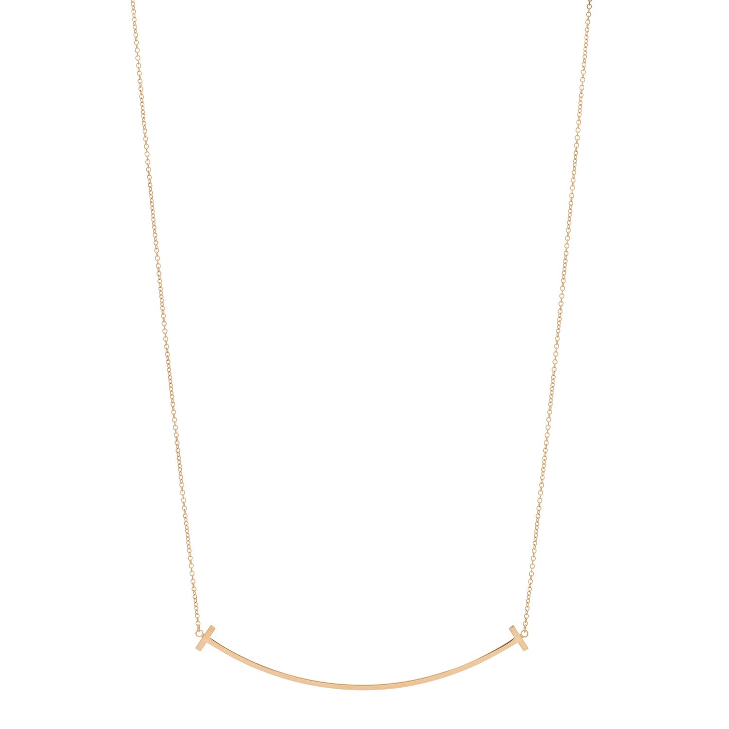 18K Rose Gold Large T Smile Pendant Necklace