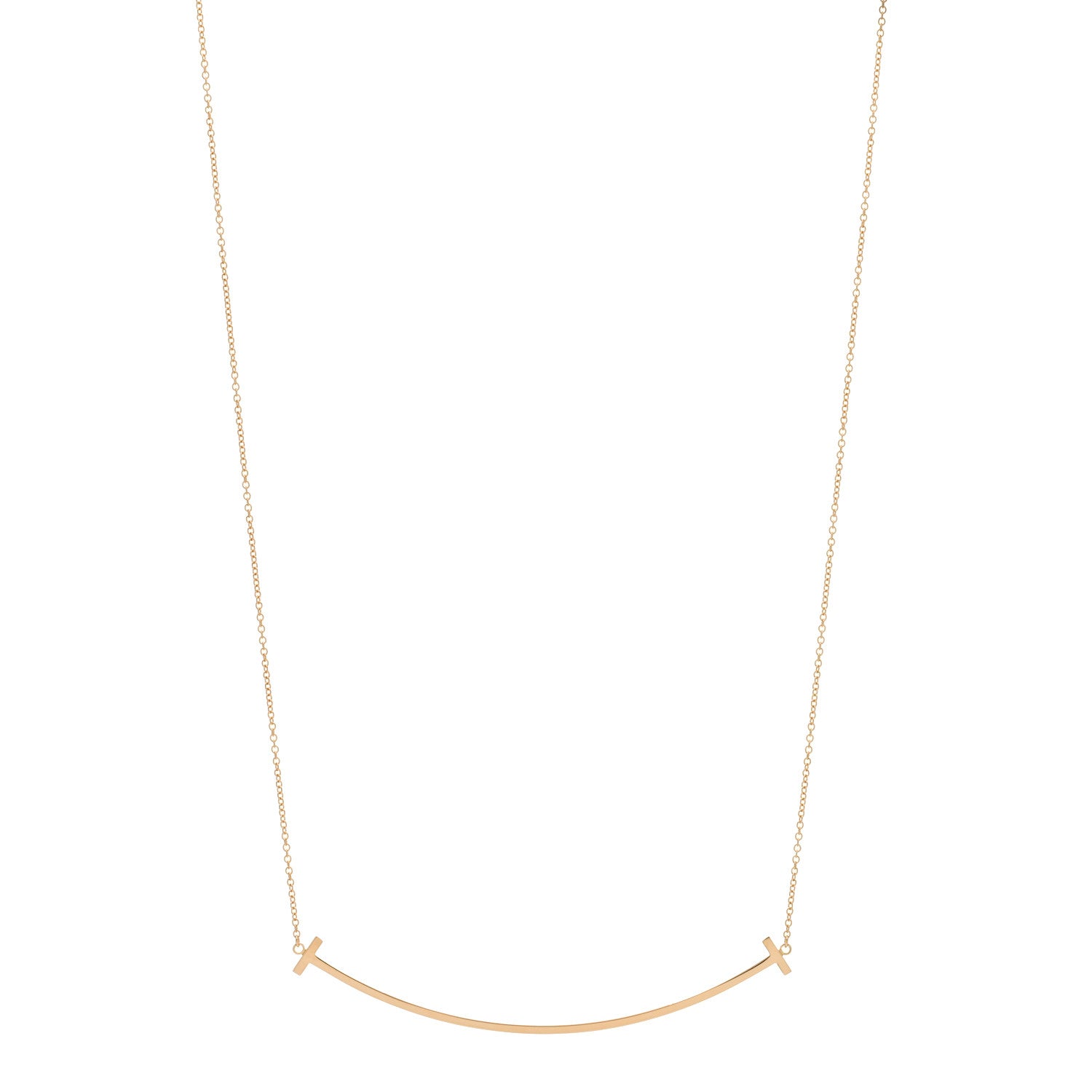 Tiffany 18K Rose Gold Large T Smile Pendant Necklace 1 of 4