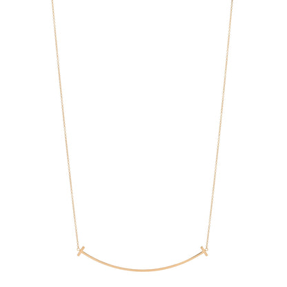 Tiffany 18K Rose Gold Large T Smile Pendant Necklace 1 of 4