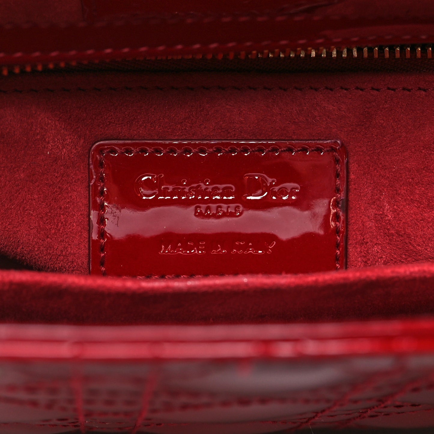 Patent Cannage Small Lady Dior Cherry Red