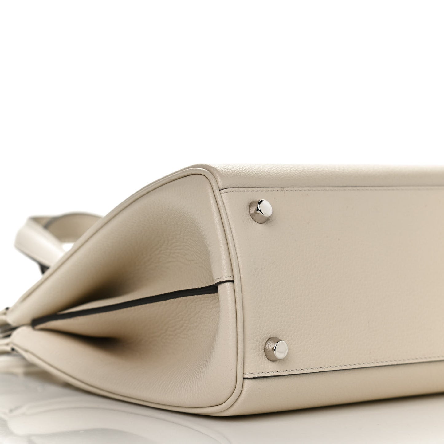 Grainy Calfskin Small Zumi Top Handle Bag Mystic White