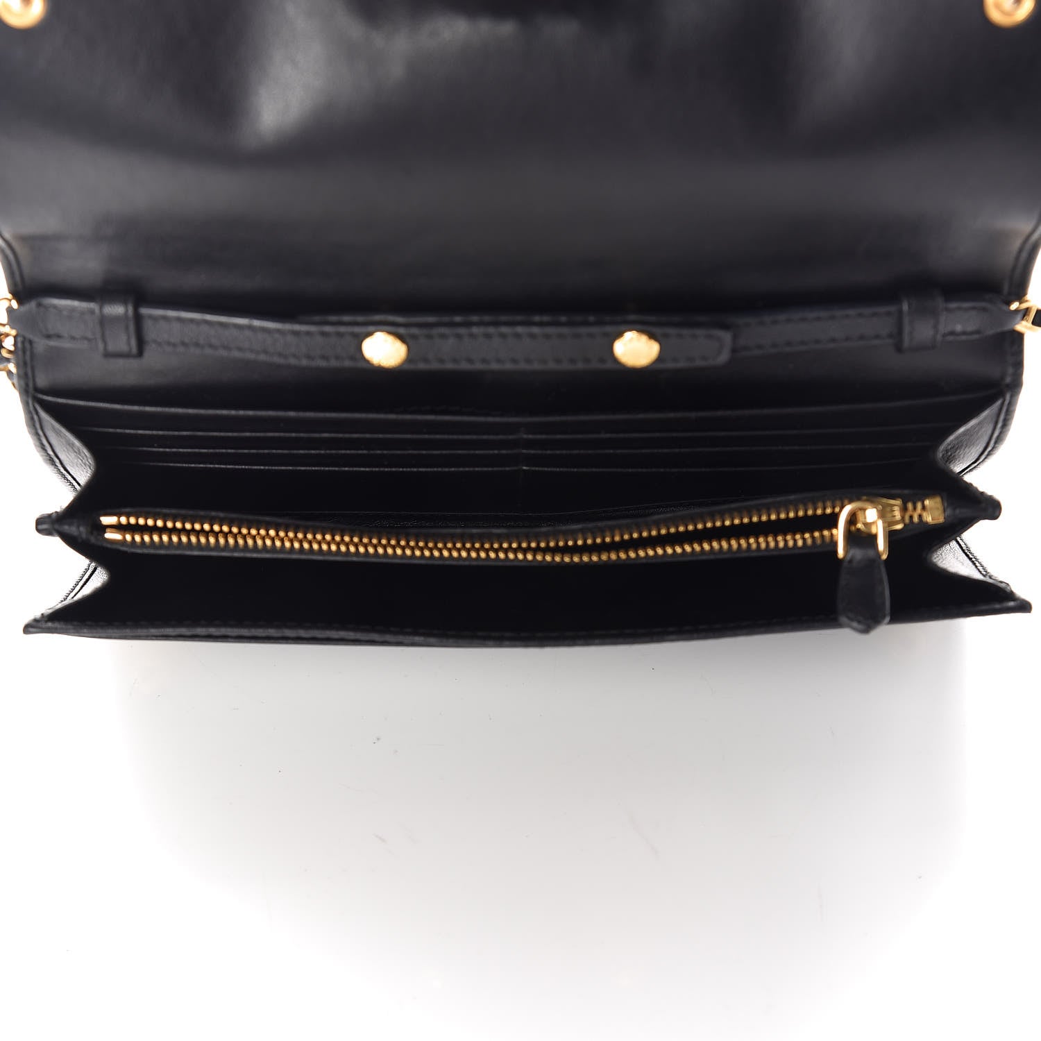 Prada Soft Calfskin Quilted Chain Wallet Black 5 of 10