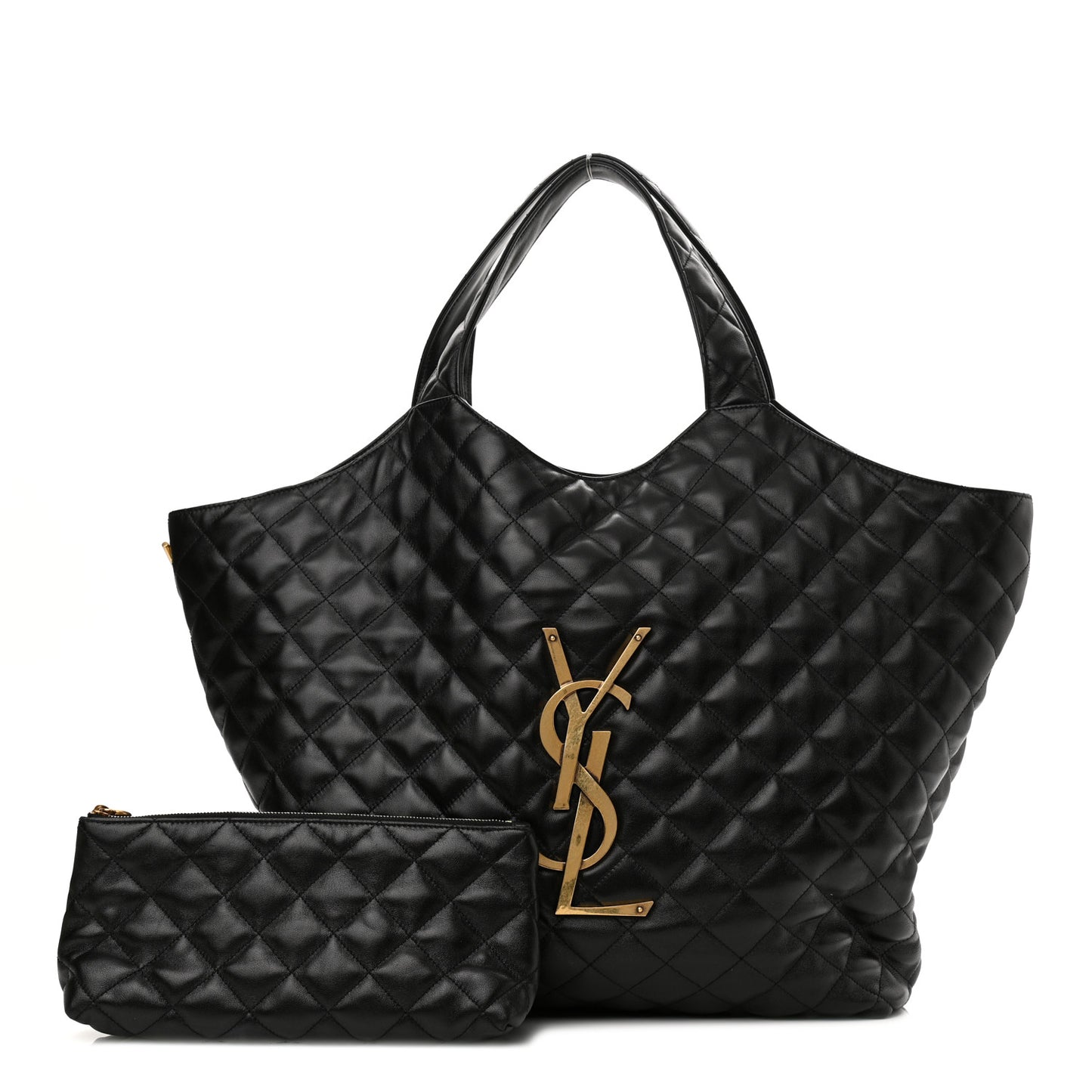 Lambskin Quilted Maxi Icare Shopping Tote Black