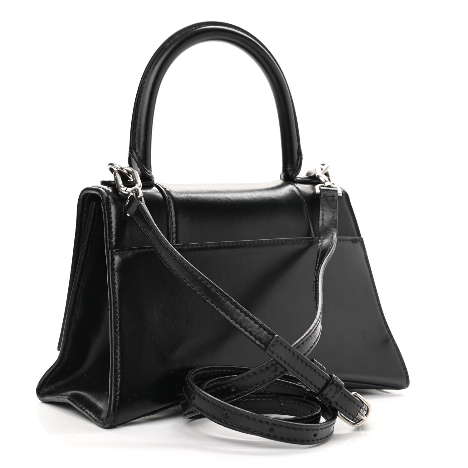 Balenciaga Shiny Box Calfskin Graffiti Logo Small Hourglass Top Handle Bag Black Silver 3 of 17