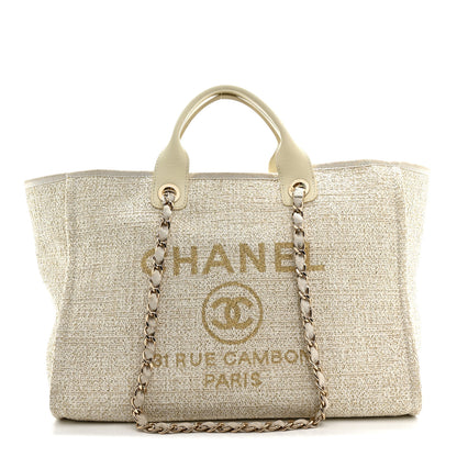 Chanel Lurex Boucle Medium Deauville Tote White 1 of 15