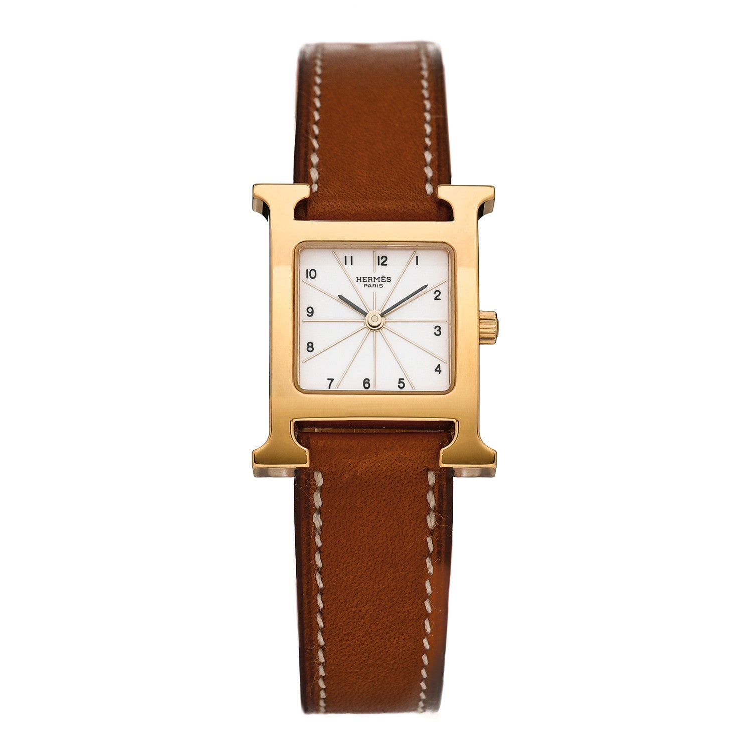 Hermes Stainless Steel Barenia 21mm Heure H Hour Quartz Watch Fauve 1 of 5