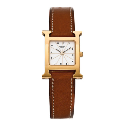 Hermes Stainless Steel Barenia 21mm Heure H Hour Quartz Watch Fauve 1 of 5