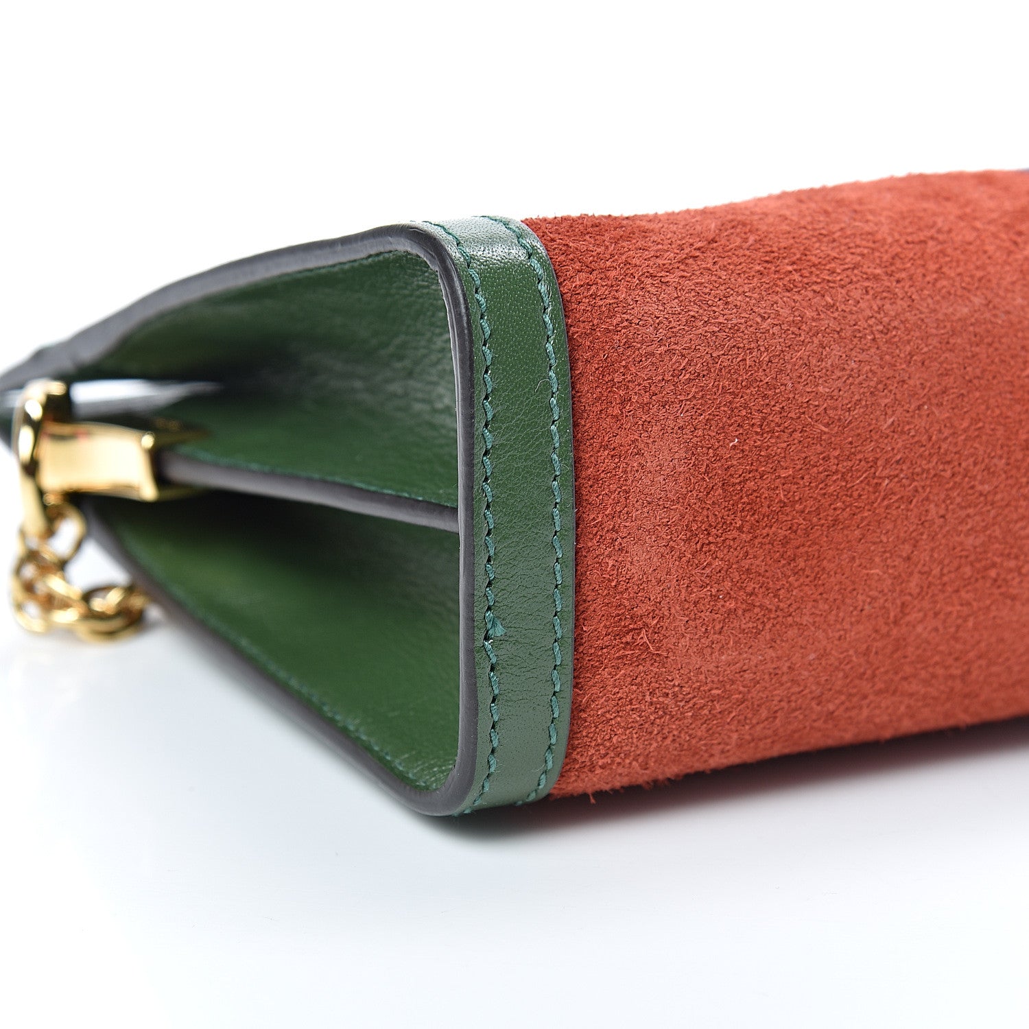 Gucci Suede Calfskin GG Web Small Ophidia Chain Shoulder Bag Brown Red Green 8 of 10