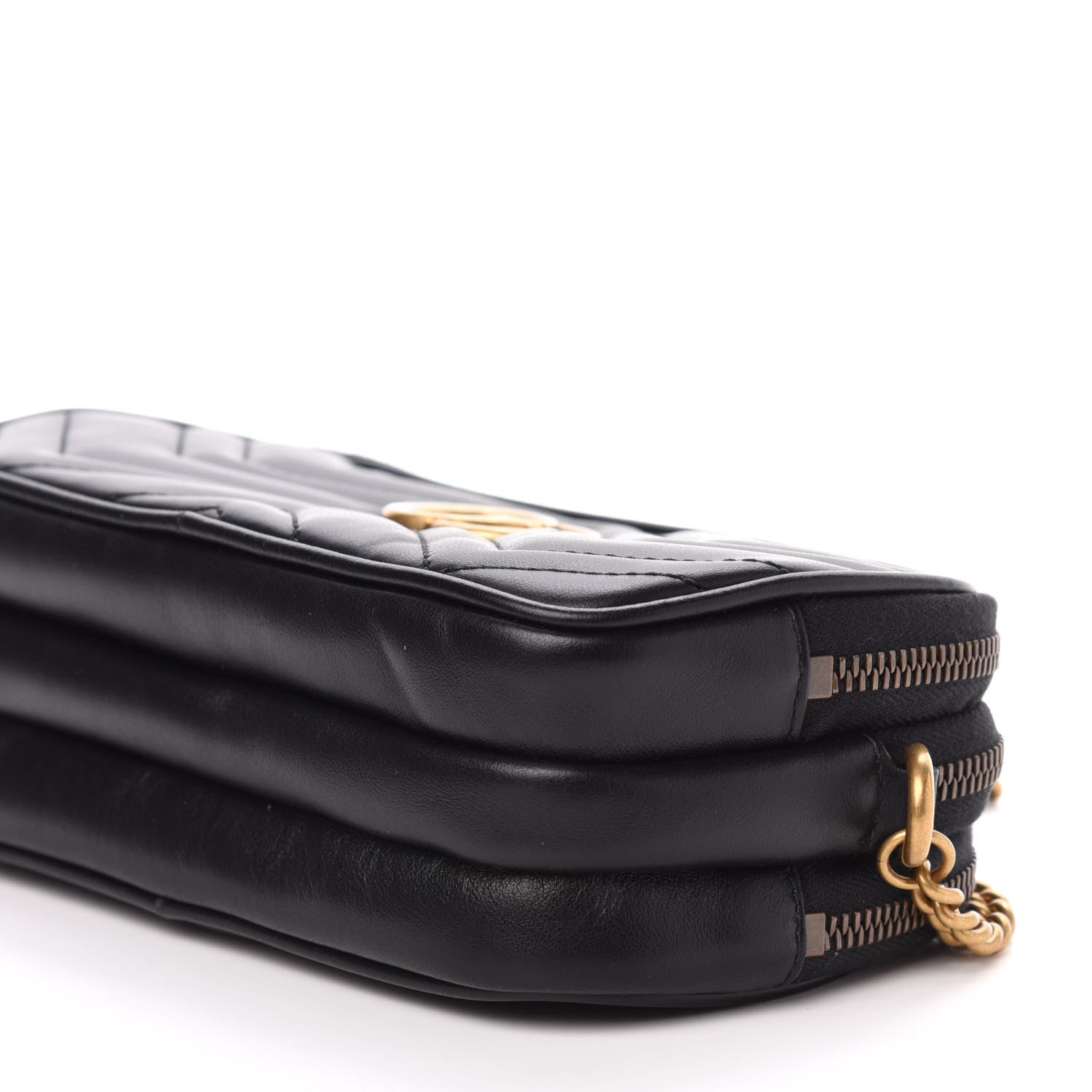 Gucci Calfskin Matelasse Mini GG Marmont Chain Crossbody Bag Black 11 of 13