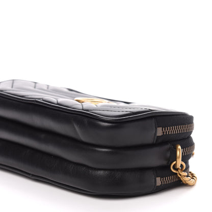 Gucci Calfskin Matelasse Mini GG Marmont Chain Crossbody Bag Black 11 of 13