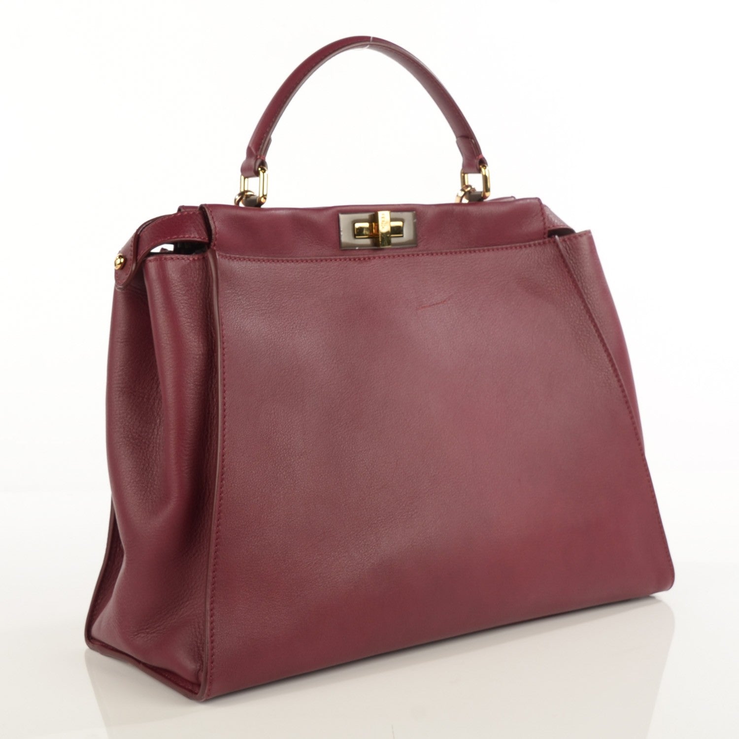 Fendi Vitello Dolce Marmol Large Peekaboo Iconic Satchel Bordeaux Graphite 6 of 12