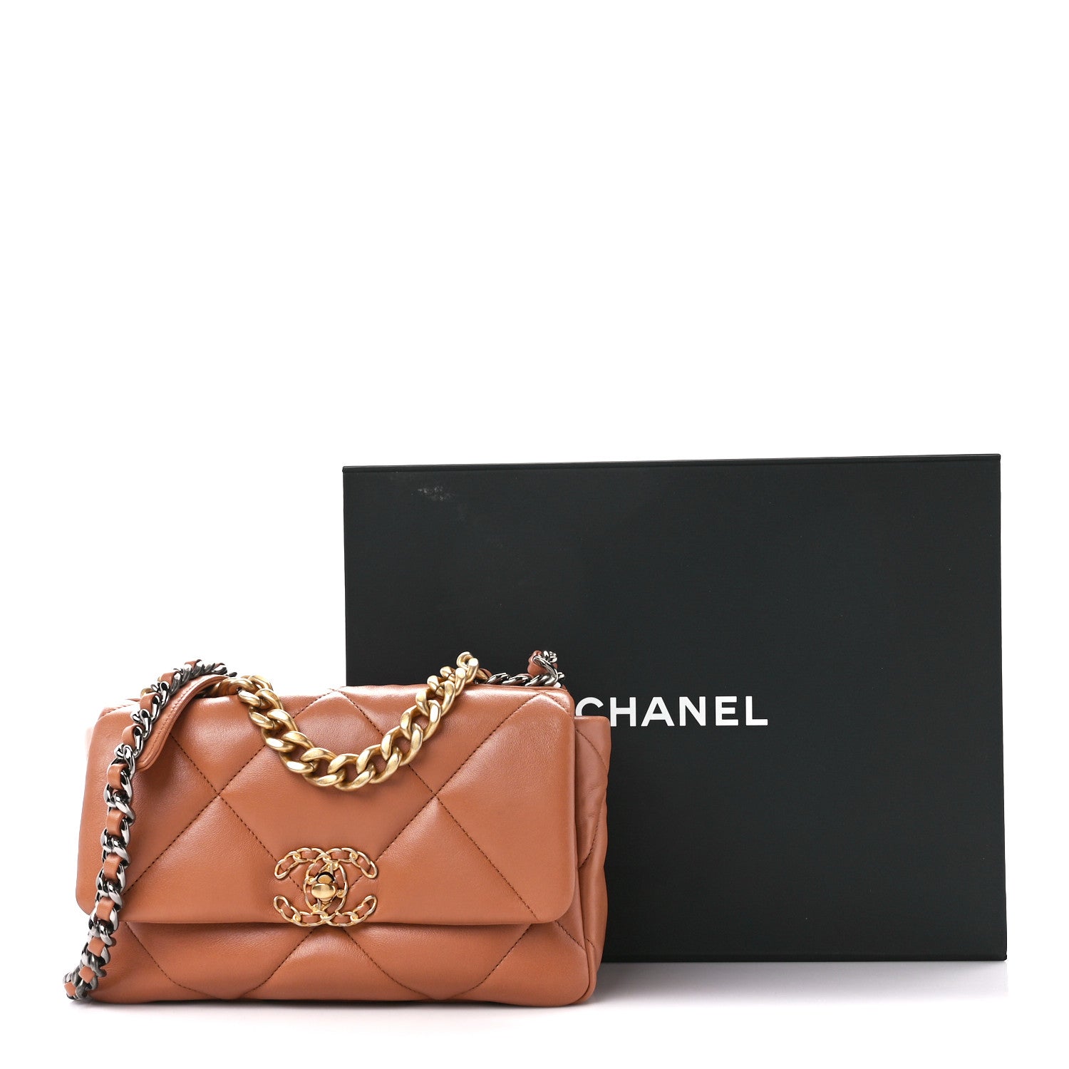 Chanel Lambskin Quilted Medium Chanel 19 Flap Brown 11 of 11