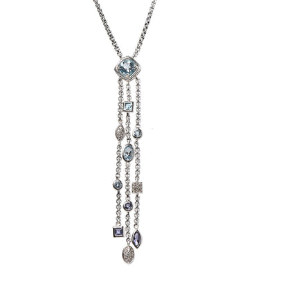 David Yurman Sterling Silver Diamond Iolite Blue Topaz Confetti Ice Necklace 4 of 6