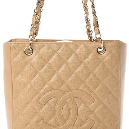 Chanel Caviar Quilted Petit Shopping Tote PST Beige 9 of 9