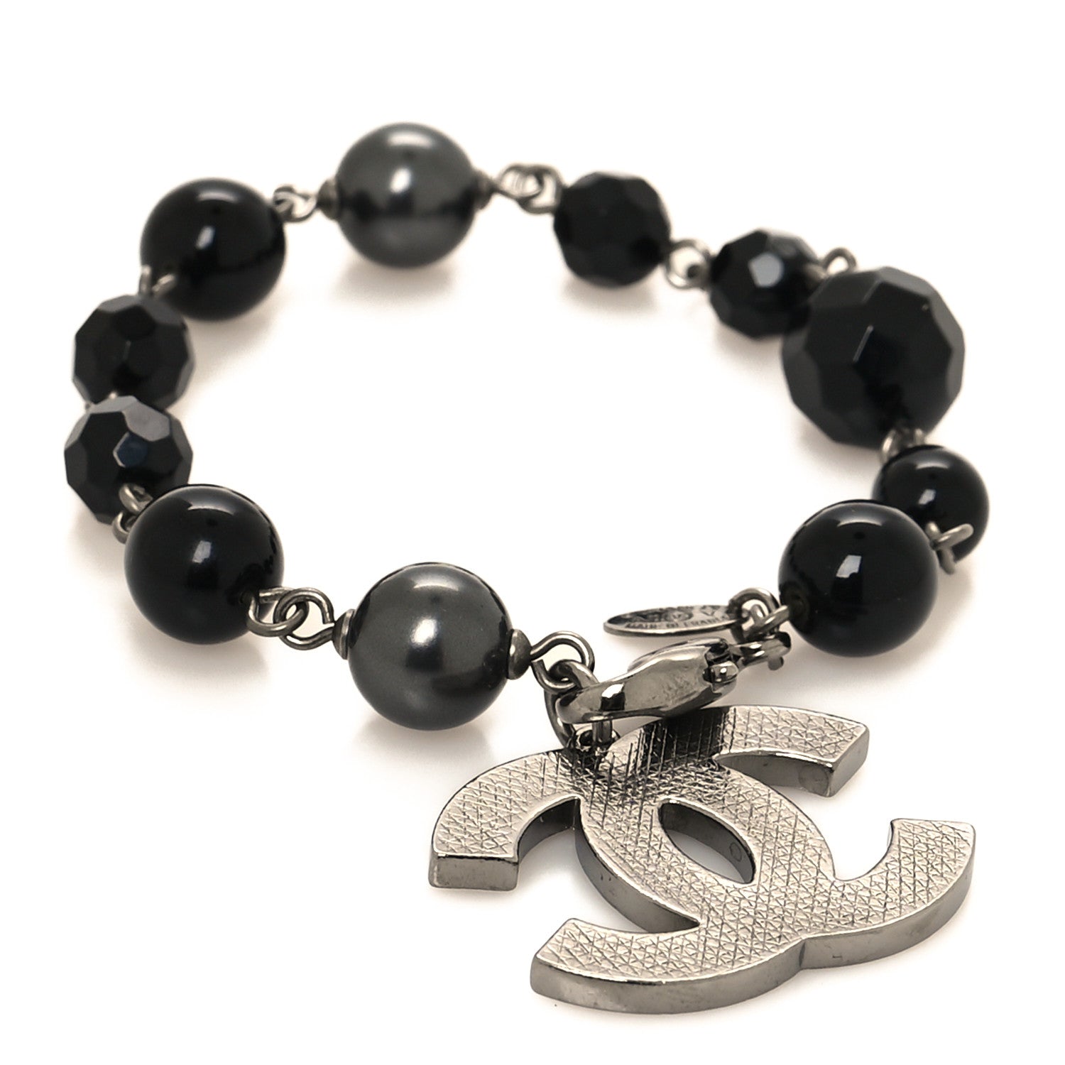 Chanel Ruthenium Bead CC Bracelet Black 1 of 5