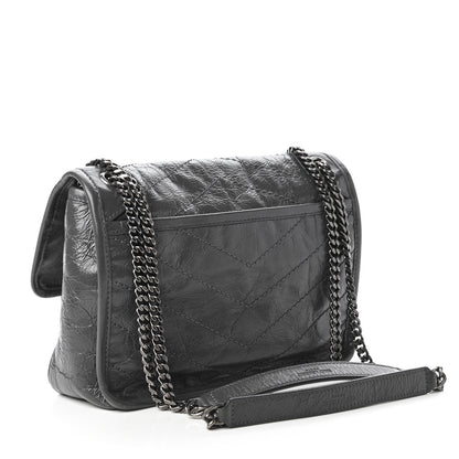 Saint Laurent Crinkled Calfskin Matelasse Monogram Baby Niki Chain Satchel Storm 3 of 11