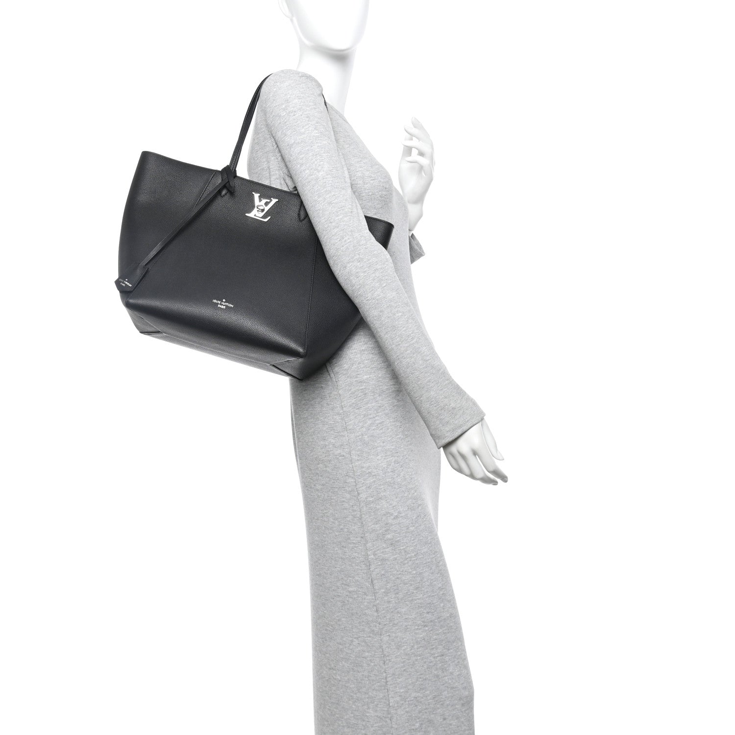 Louis Vuitton Calfskin Lockme Cabas Black 2 of 15