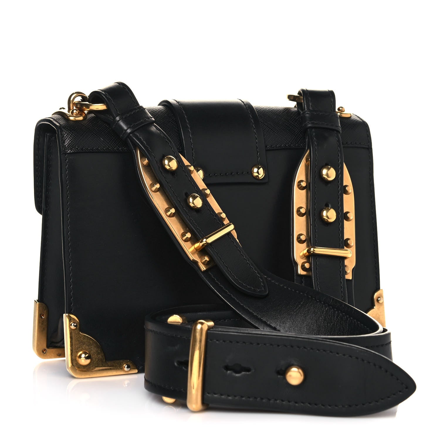 Prada Antic Soft Saffiano Lions Head Cahier Shoulder Bag Black 3 of 22