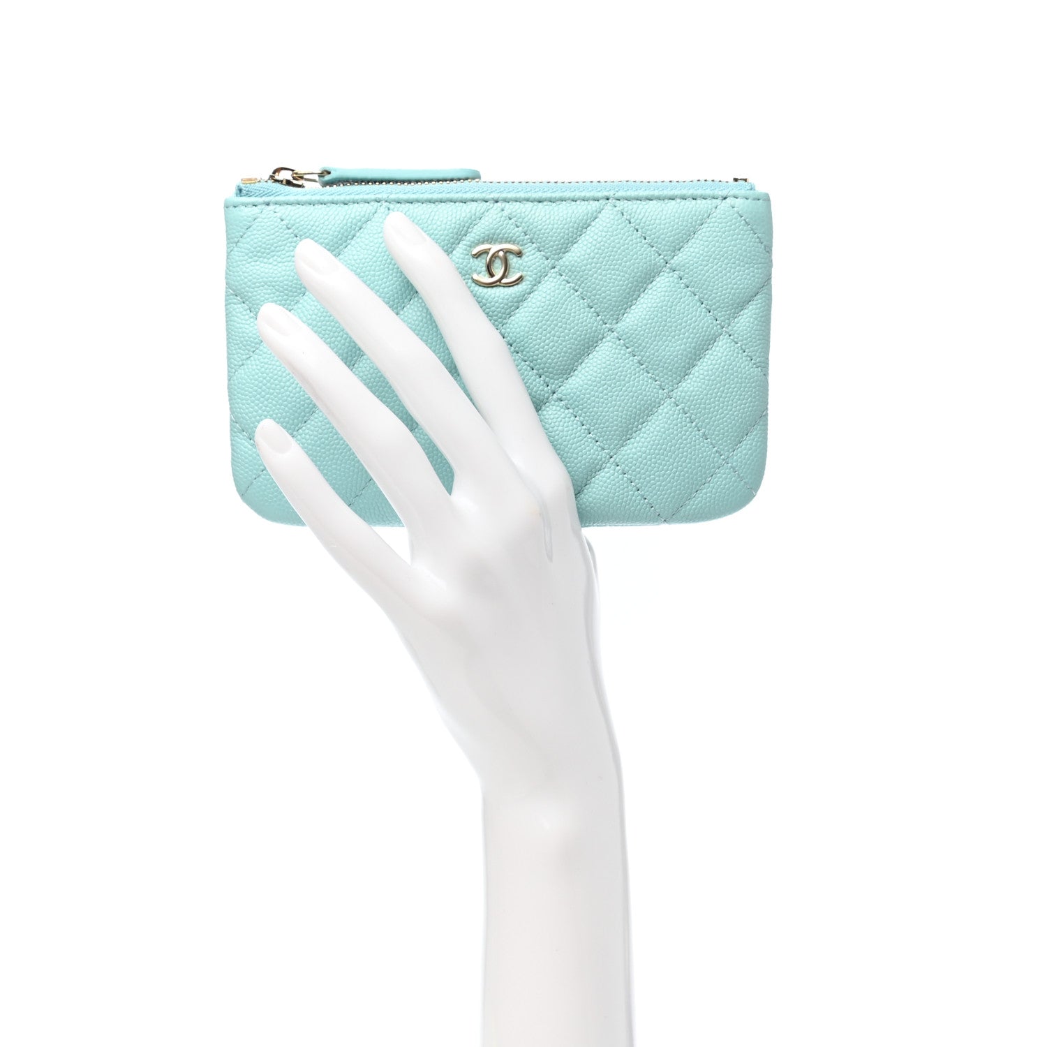 Chanel Caviar Quilted Small Cosmetic Case Light Blue 2 of 7