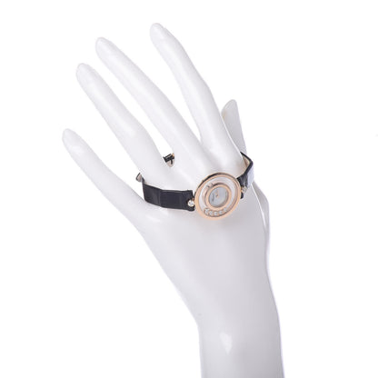 Chopard 18K Rose Gold Alligator 5 Diamond 25mm Happy Diamonds Quartz Watch 2 of 9