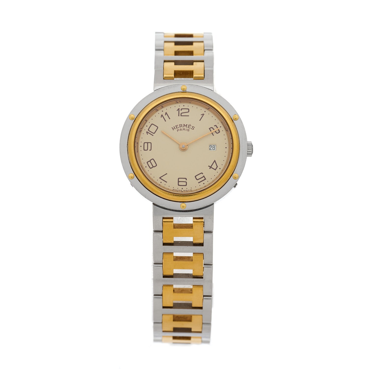 Hermes Stainless Steel 30mm Clipper Quartz Watch Gold 1 of 4
