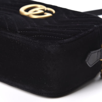 Gucci Velvet Matelasse Small GG Marmont Chain Shoulder Bag Black 6 of 9