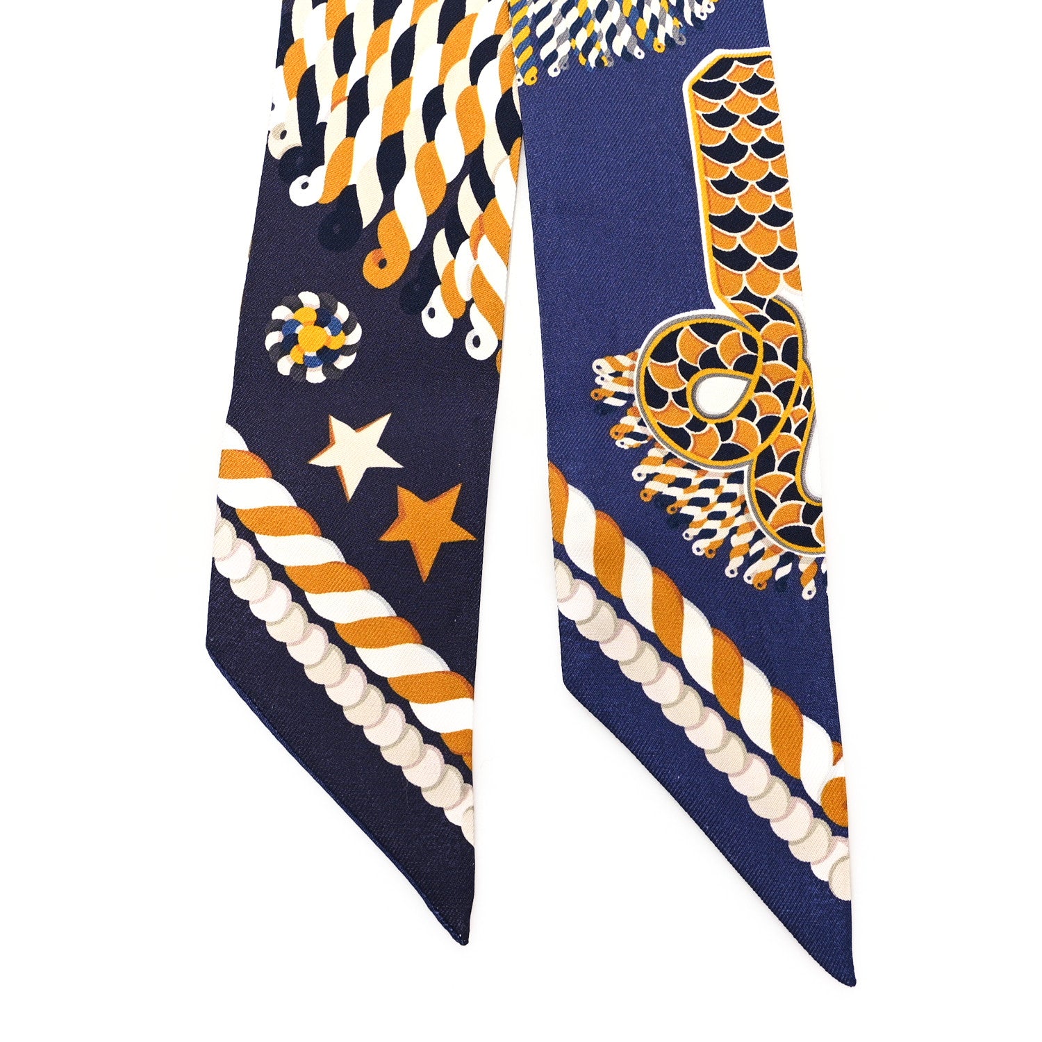 Hermes Silk Epaulettes De Gala Twilly Marine Gold White 2 of 3